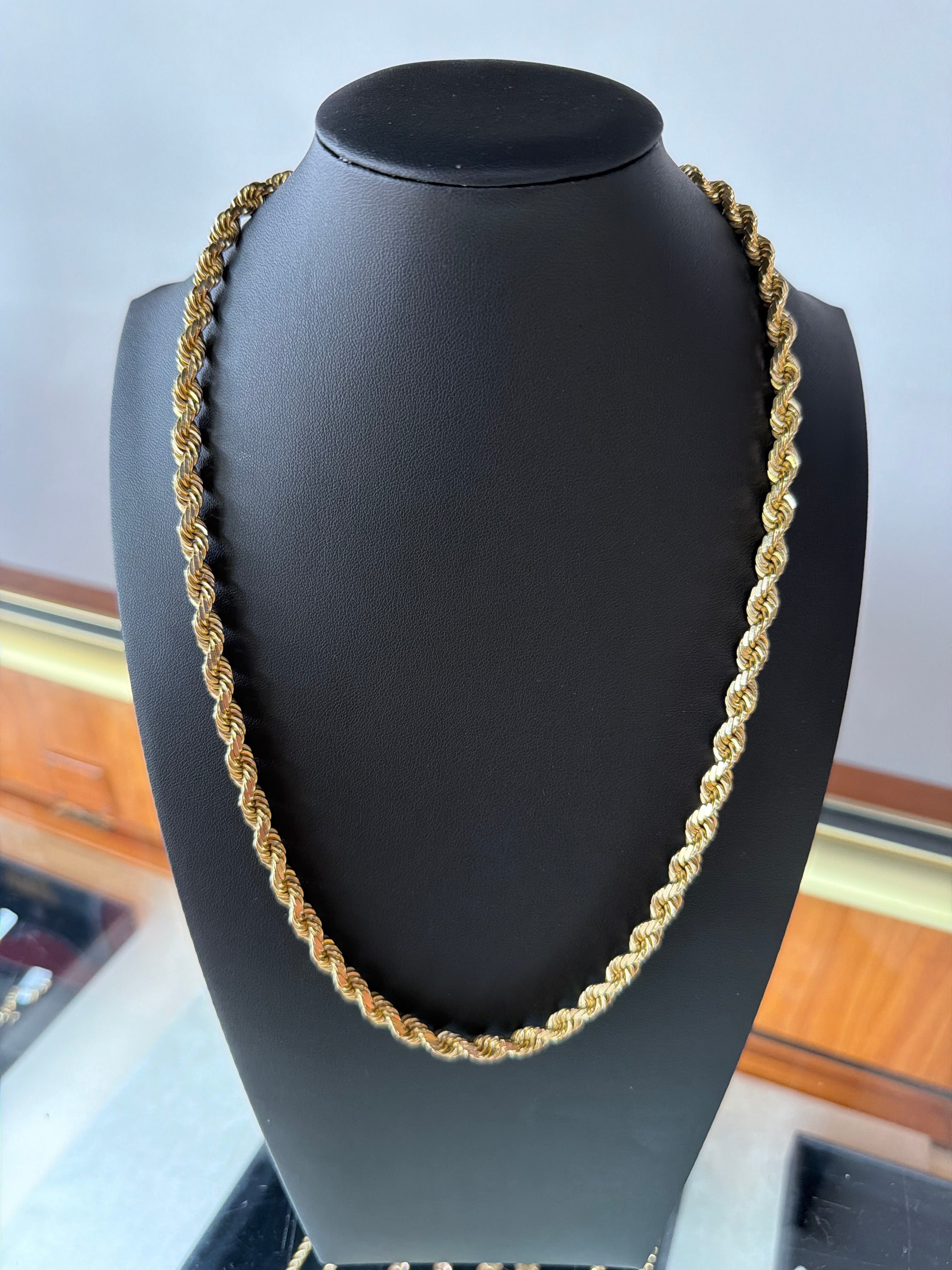 24" 14k 88g Solid Rope Chain in Yellow Gold