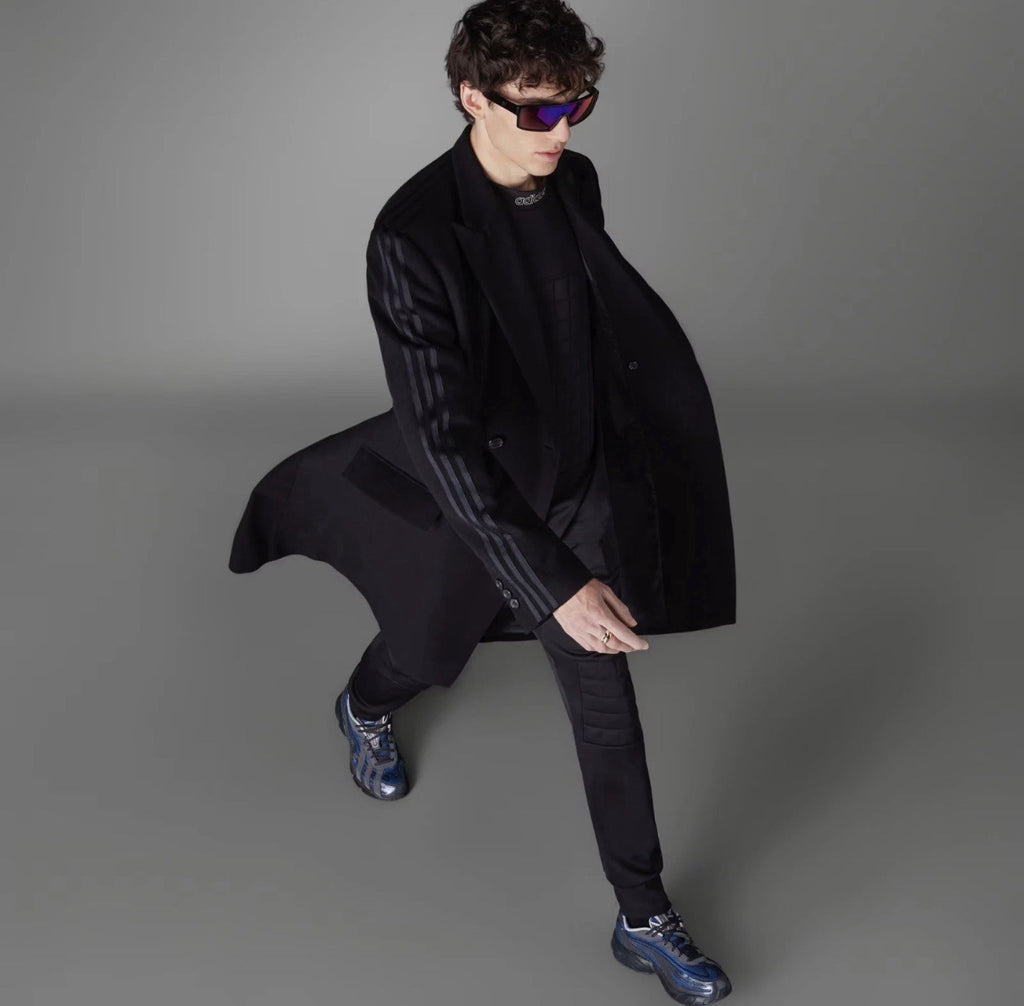 adidas Originals Chile 62 Wool Coat Size S Black Double Breasted Blue Version ⚫️