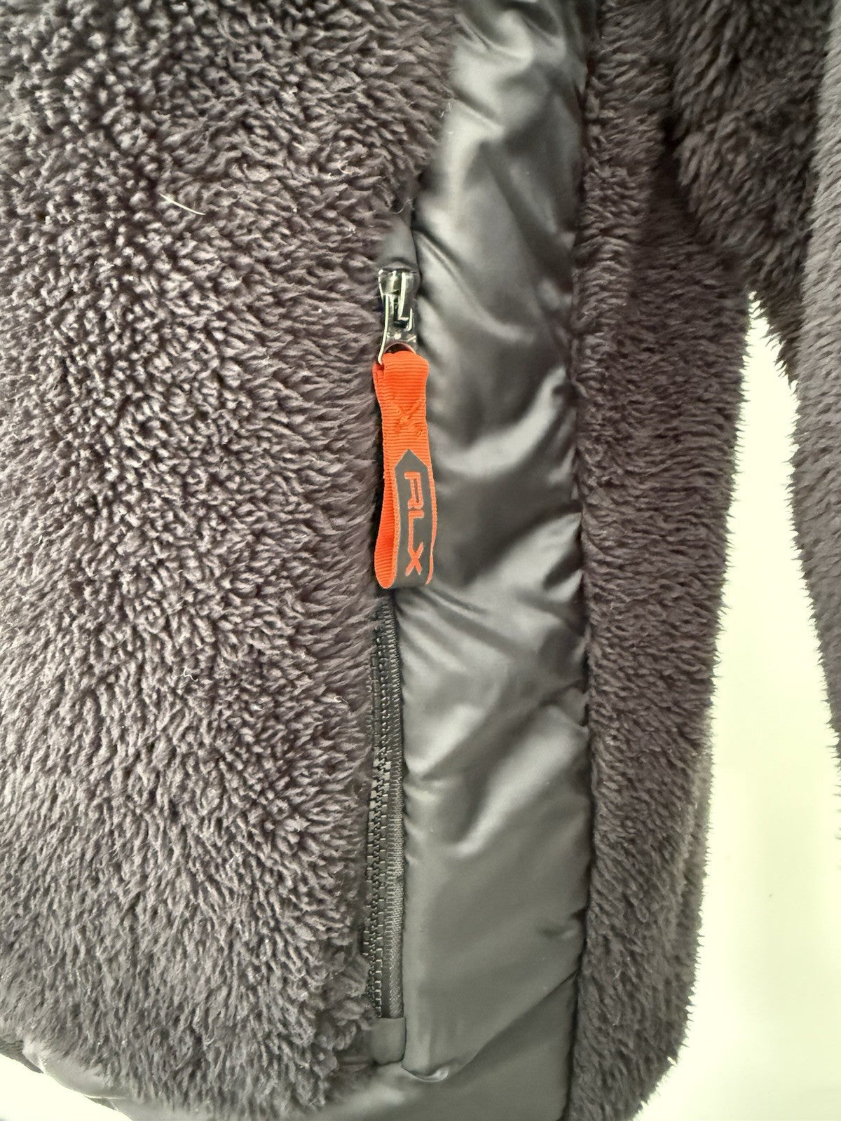 RLX Ralph Lauren Mens SZ L Hi-Pile Sherpa Fleece Tech Full Zip Jacket Black $298