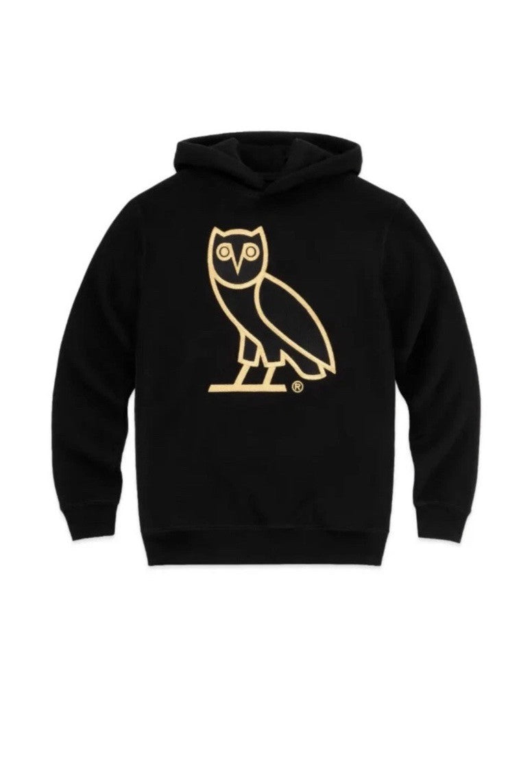 BRAND NEW Octobers Very Own Drake OVO OG Embroidered Owl Hoodie- Black/Gold - L