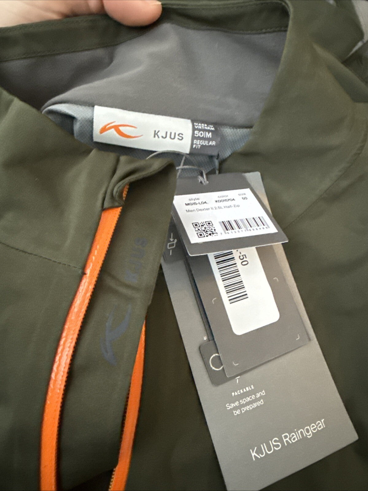 Kjus Men’s Dexter II 2.5L Half Zip Jacket- Green Olive - Size: 50 Medium ⛳️$240