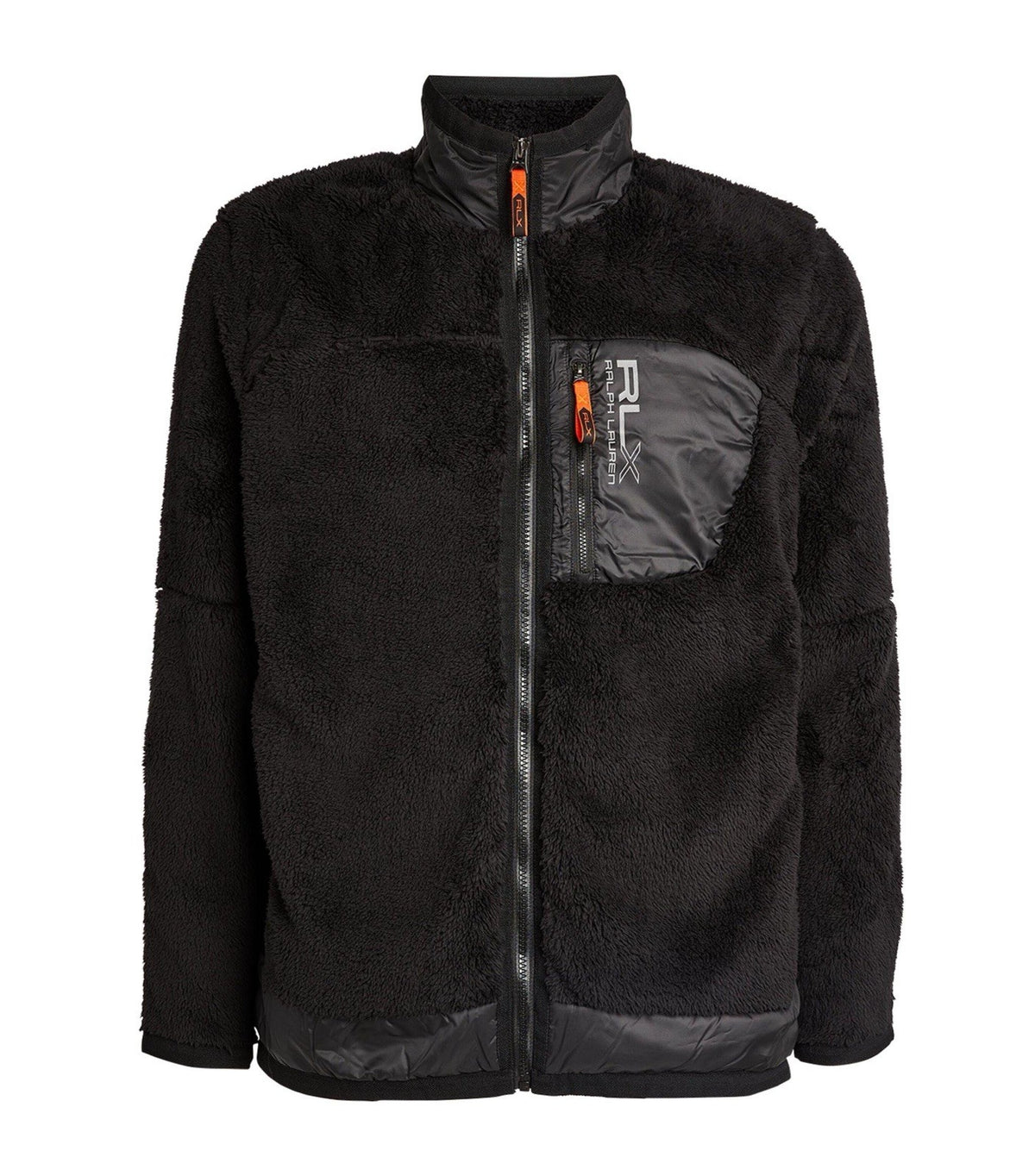 RLX Ralph Lauren Mens SZ L Hi-Pile Sherpa Fleece Tech Full Zip Jacket Black $298