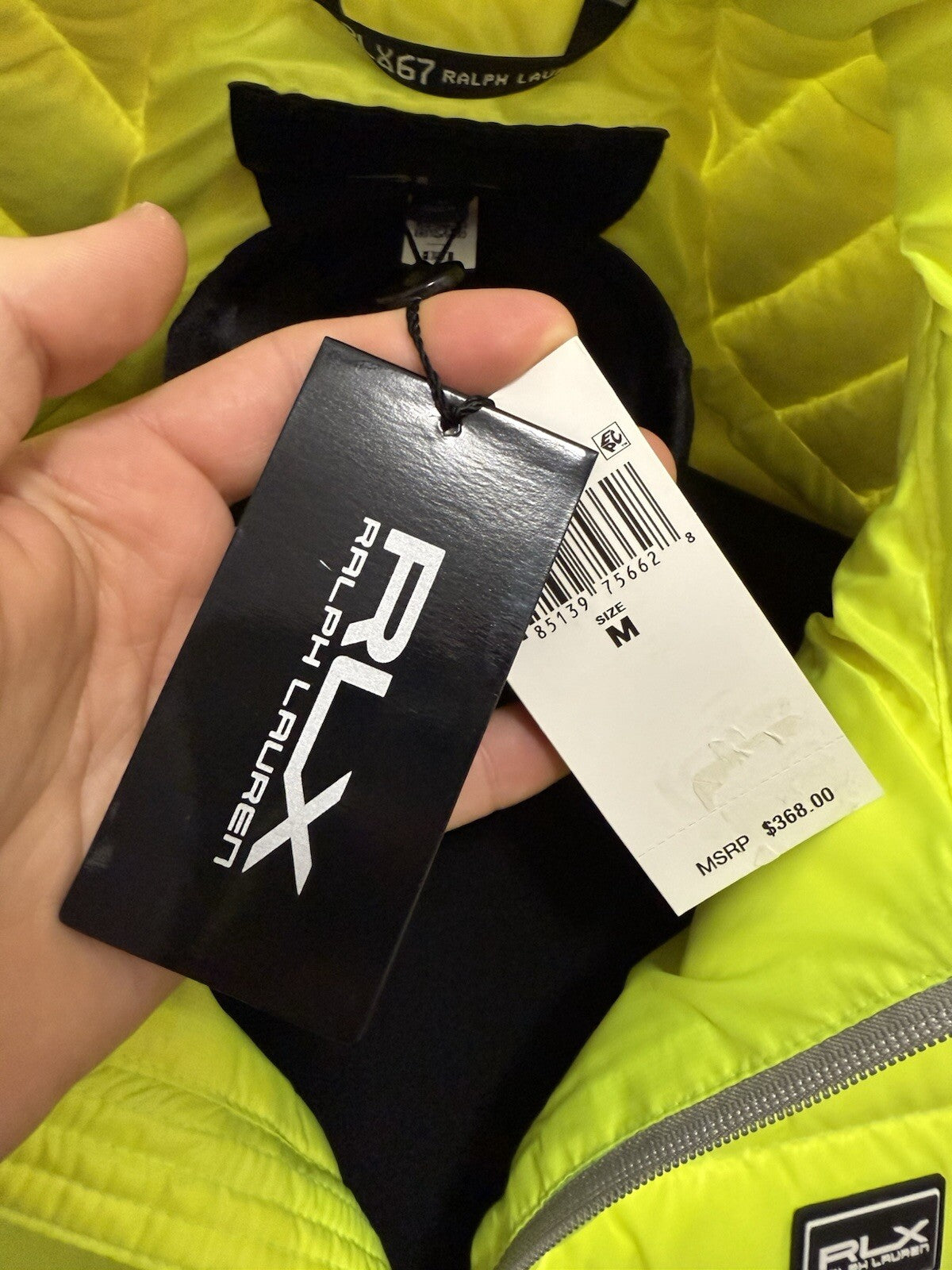 RLX Ralph Lauren Men's, RLX Quilted Down Vest, Safety Yellow, M 🥎 MSRP $368