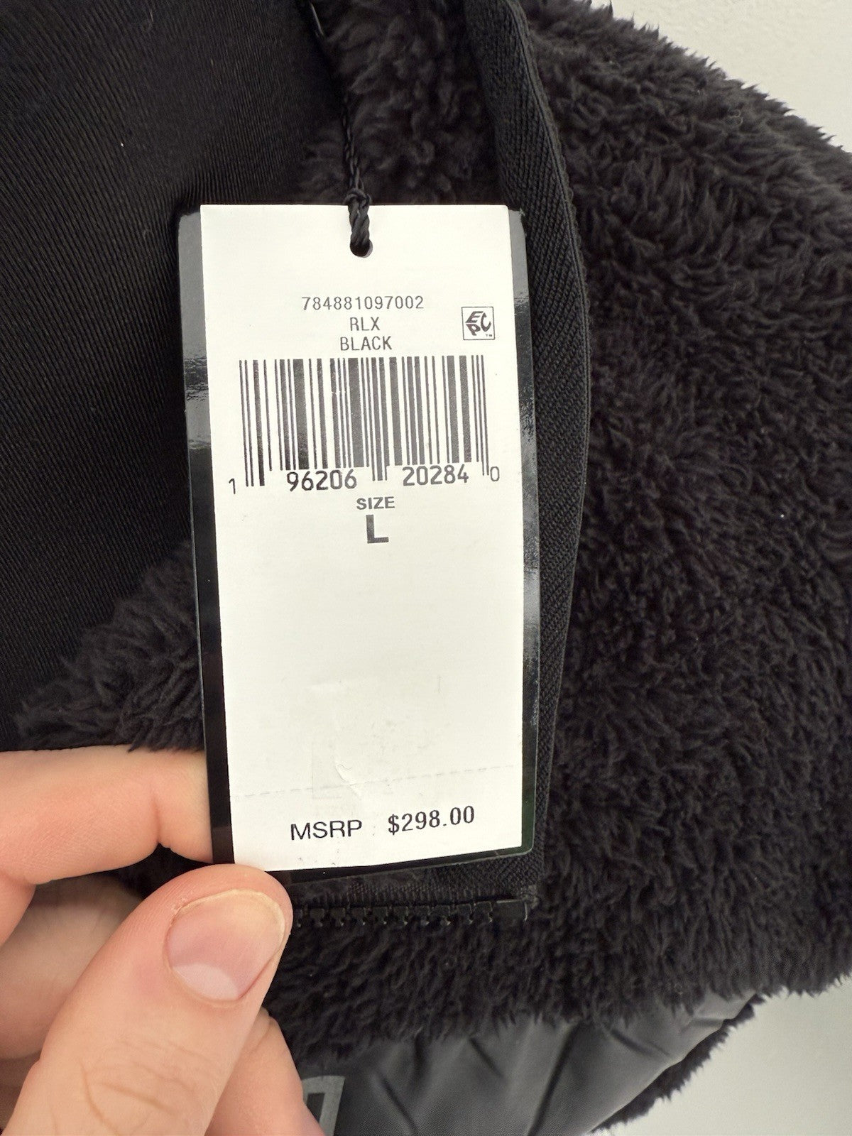 RLX Ralph Lauren Mens SZ L Hi-Pile Sherpa Fleece Tech Full Zip Jacket Black $298