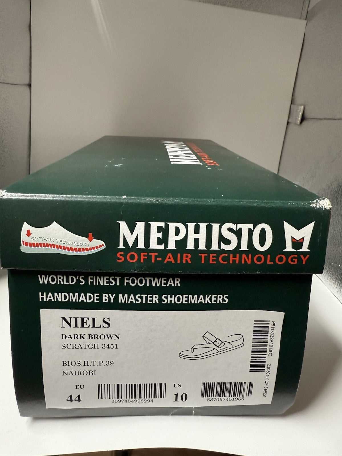 Mephisto Niels Dark Brown Scratch Comfort Sandal Men's Size 10 / 44 ❇️ NEW ❇️