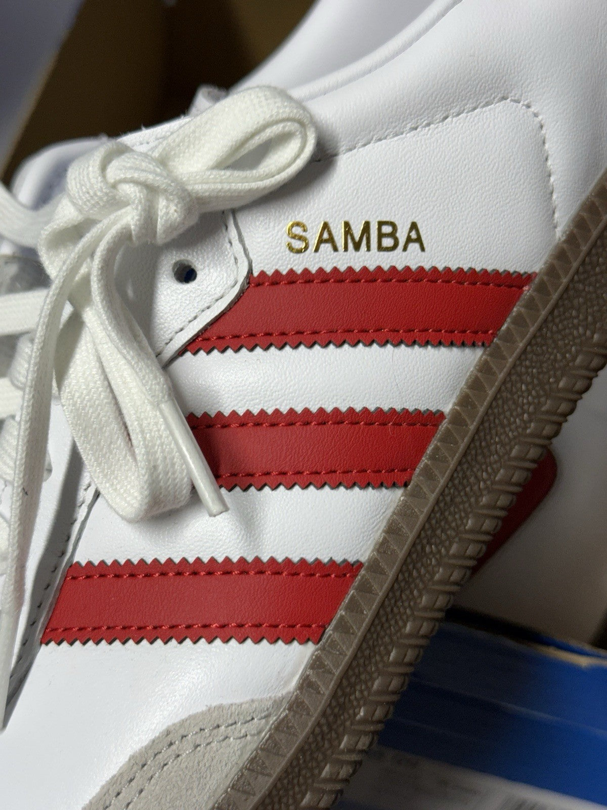 Size 12 Men's Adidas Samba OG White Victory Red Brown Sole IG1025 Sneakers Shoes