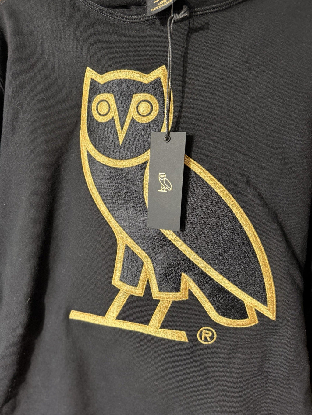 BRAND NEW Octobers Very Own Drake OVO OG Embroidered Owl Hoodie- Black/Gold - L