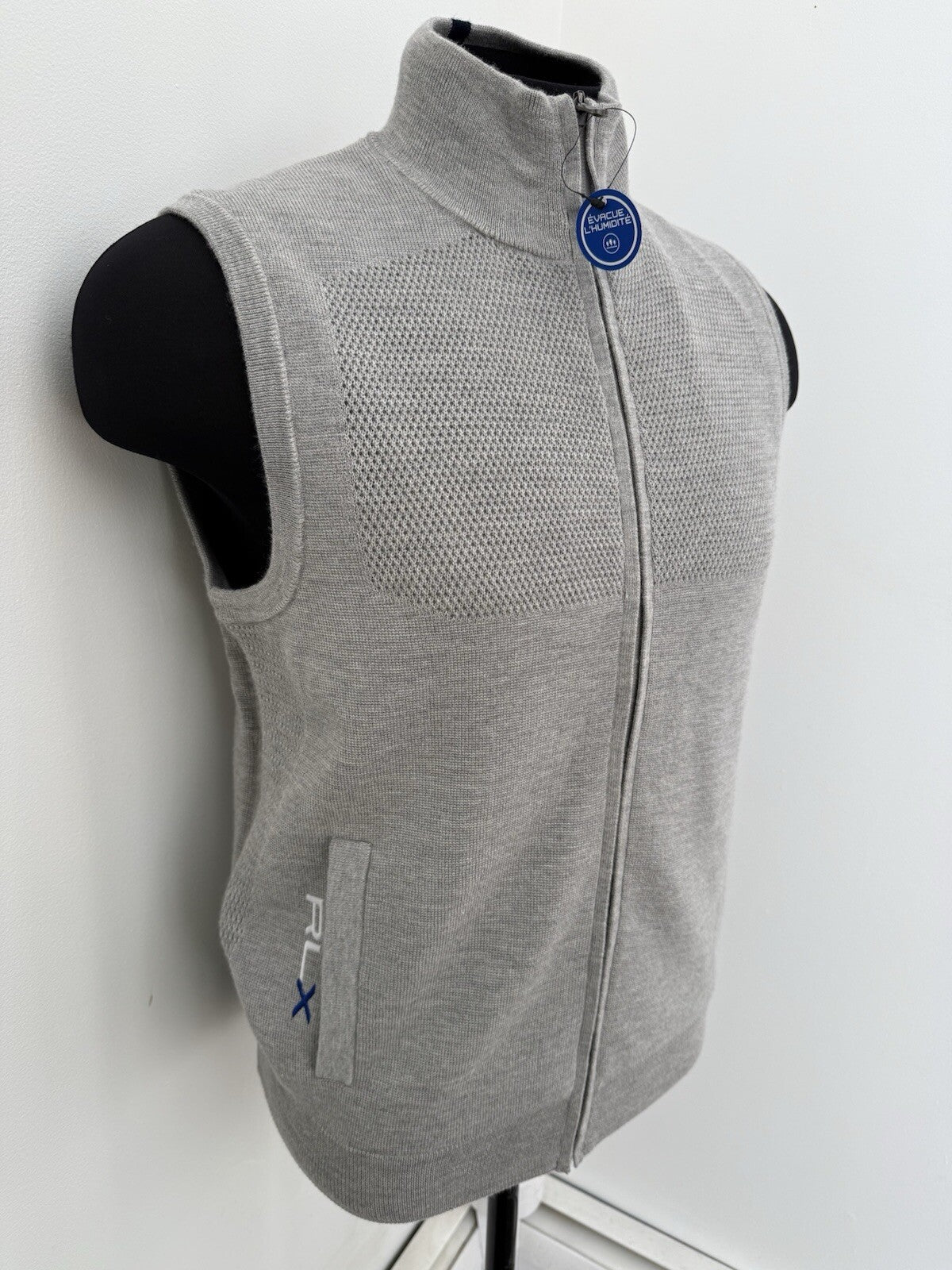 RLX Ralph Lauren Golf Wool Performance Full Zip Sweater Vest Gray Medium⛳️ $228