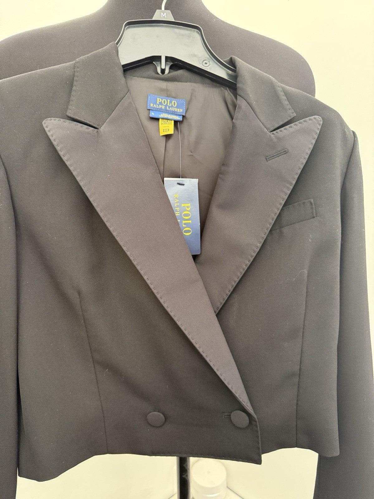 POLO RALPH LAUREN SILK-LAPEL CROPPED WOOL TUXEDO BLAZER WOMEN SZ 4 NWT ⚫️$598