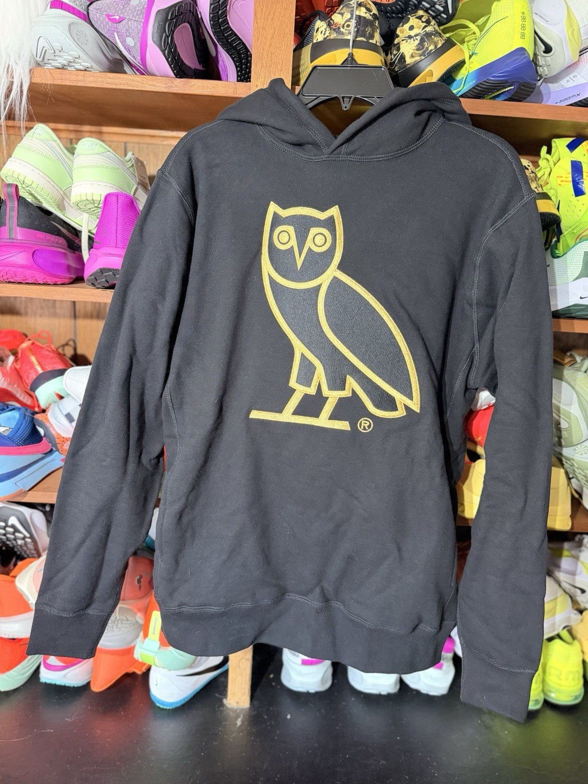 BRAND NEW Octobers Very Own Drake OVO OG Embroidered Owl Hoodie- Black/Gold - L