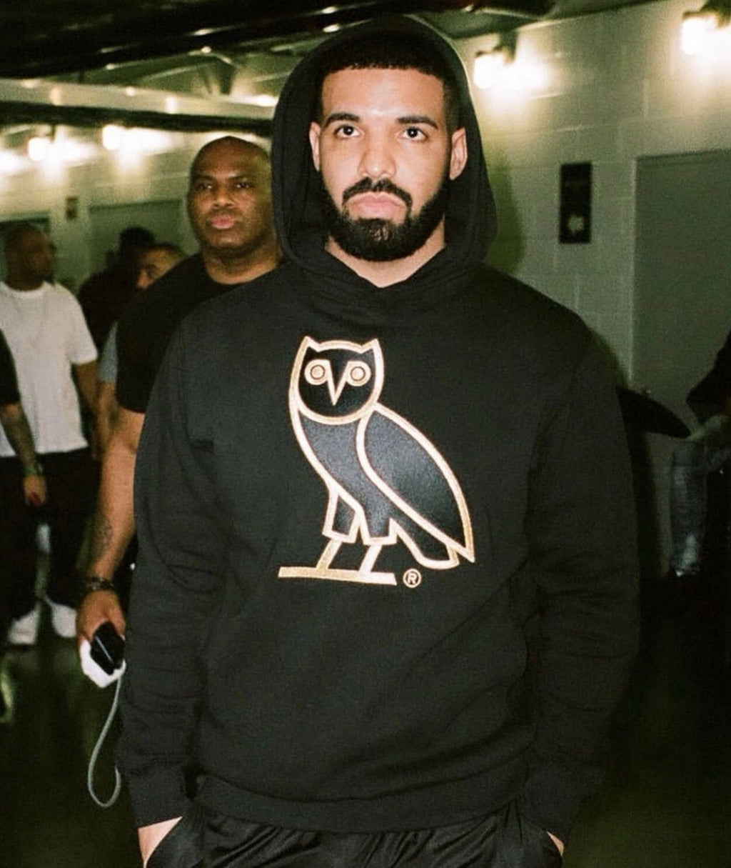 BRAND NEW Octobers Very Own Drake OVO OG Embroidered Owl Hoodie- Black/Gold - L