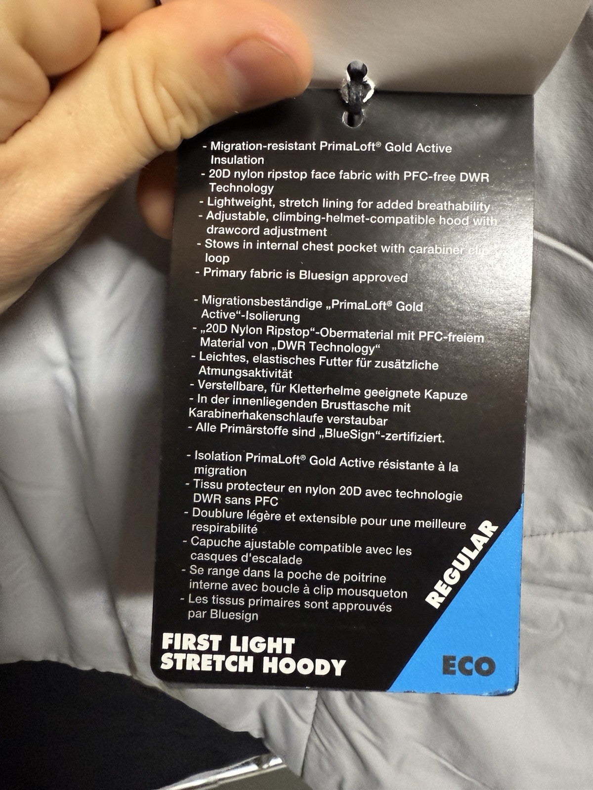 Black Diamond First Light Hybrid Hoody Insulated Active Jacket Pewter Gray XL