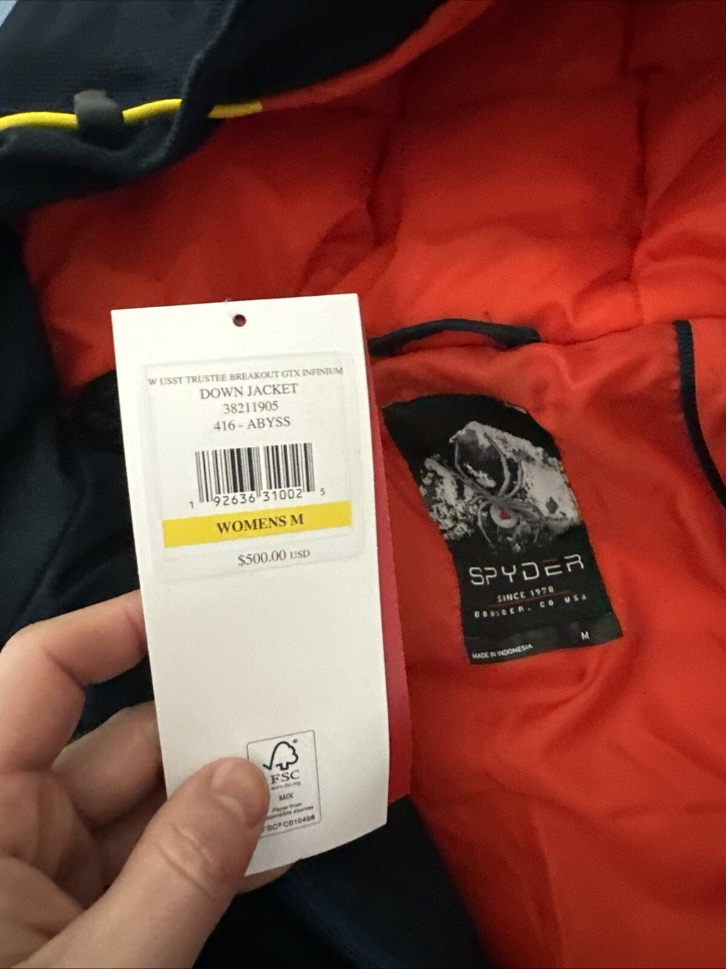 Spyder Womens US Ski Team Issue Trustee GoreTex Infinium Down Jacket Size M 🇺🇸