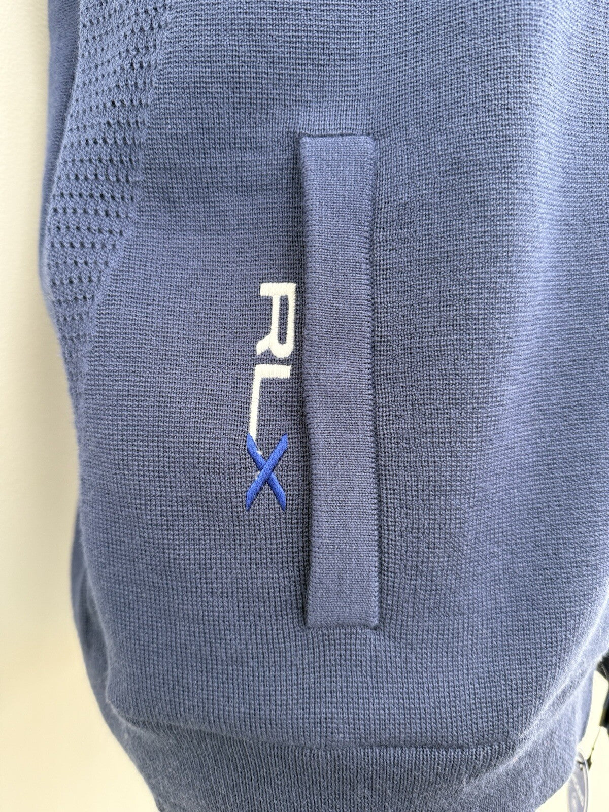 RLX Ralph Lauren Golf Wool Performance Full Zip Sweater Vest Navy Medium⛳️ $228