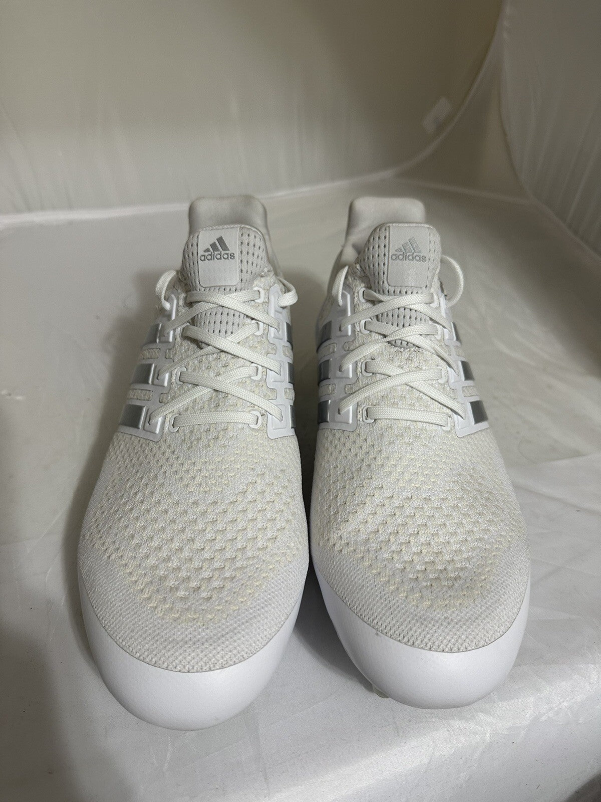 Adidas Ultraboost PE Football Cleats White Gray Chrome Men’s Size 16 NEW RARE🏈