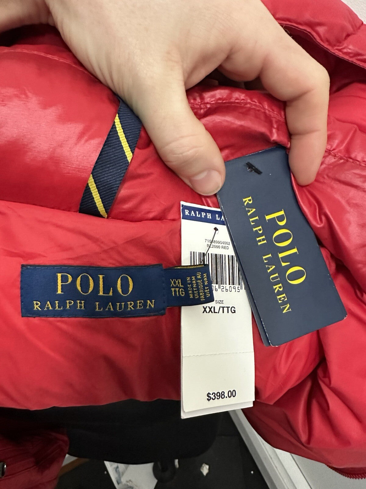 New Polo Ralph Lauren Mens Red Hood Down Puffer Jacket Parka Size XXL 🔴 $398