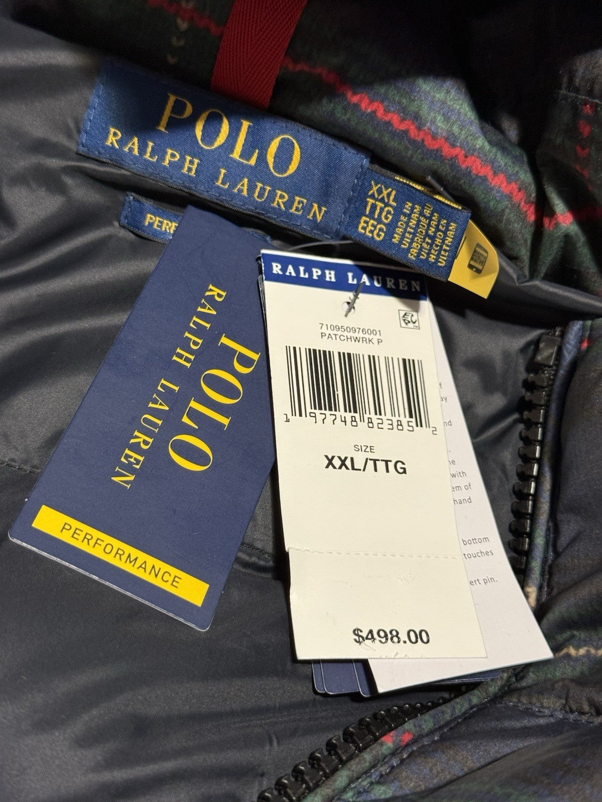 $498 Polo Ralph Lauren Mens XXL Snow Patchwork Puffer Hooded Zip Down Jacket