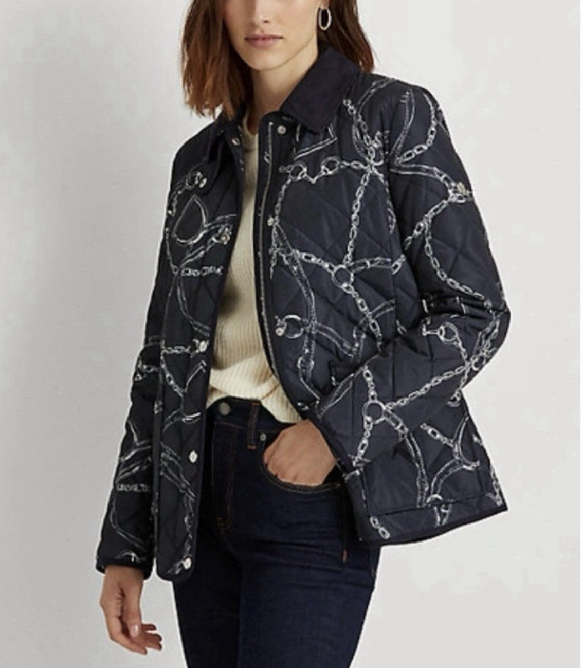 New Riding Horse Ralph Lauren Navy Quilted Jacket Coat Womens Small 🐴 $180