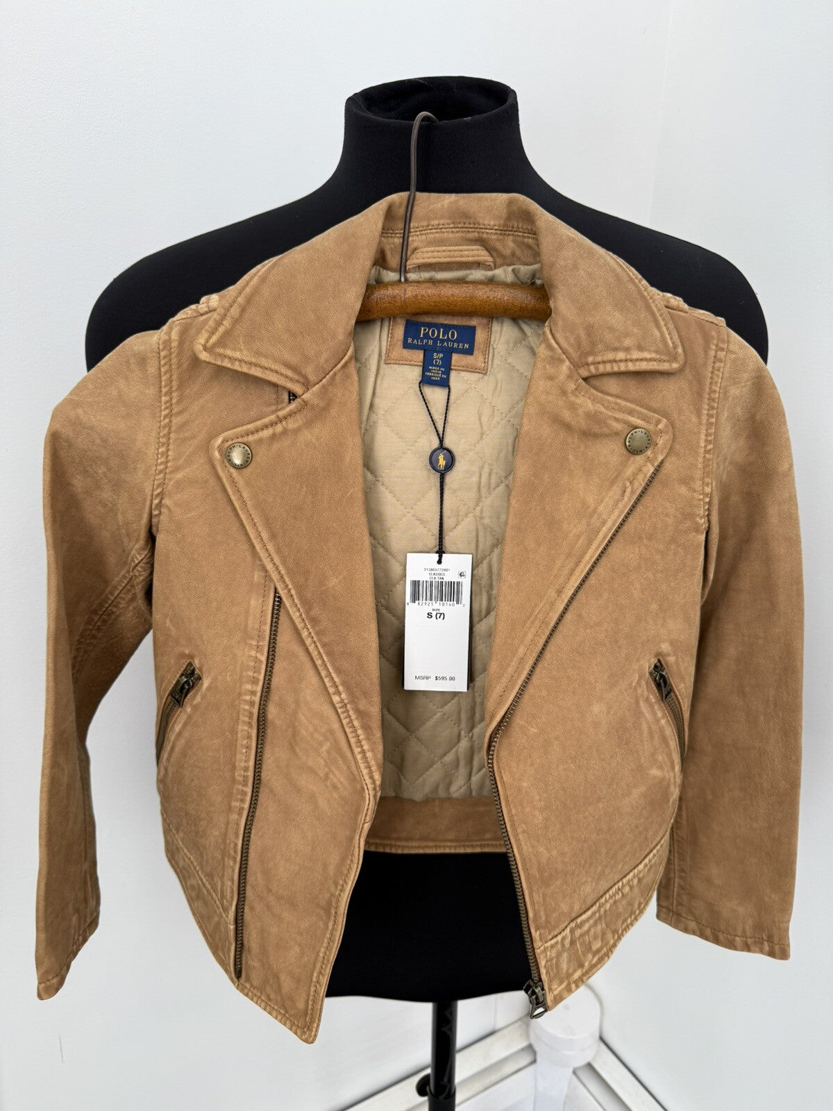 Kids Camel Real Leather Polo Ralph Lauren Jacket Size S (7) 🐪 $598 🐪 NEW