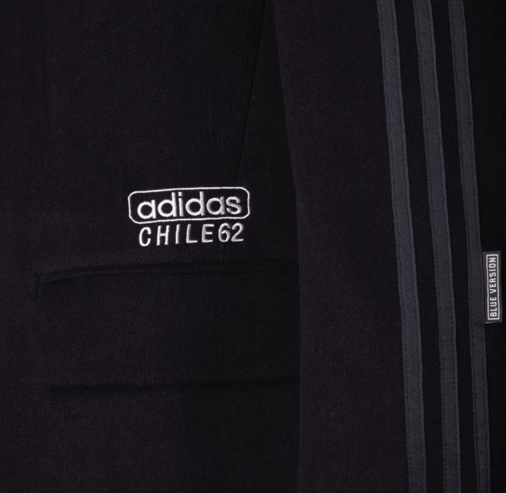 adidas Originals Chile 62 Wool Coat Size S Black Double Breasted Blue Version ⚫️
