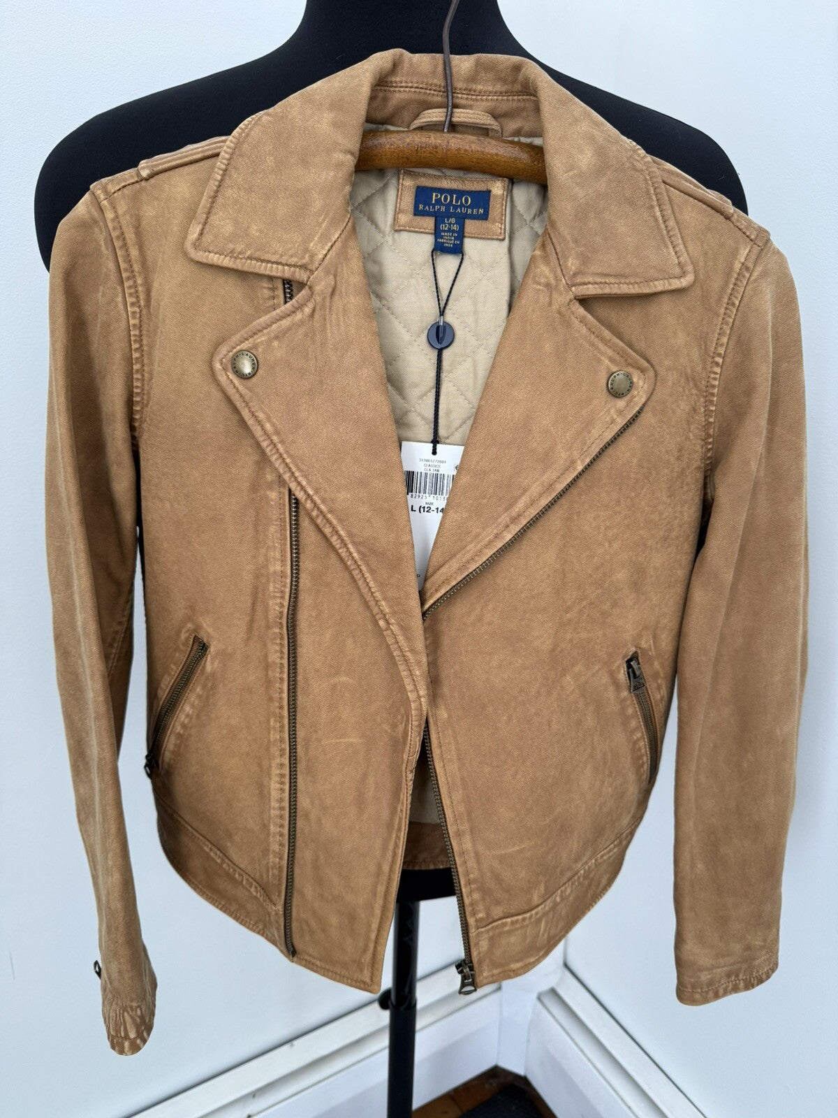 Kids Camel Real Leather Polo Ralph Lauren Jacket Size L (12-14) 🐪 $598 🐪 NEW