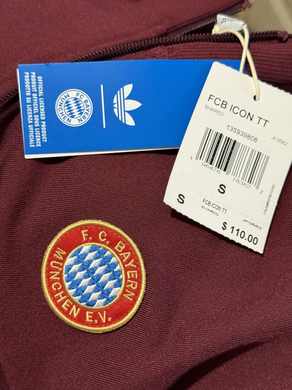 Adidas FC Bayern Munich Terrace Icon Track Top Jacket Red Men Size Small ⚽️ $110