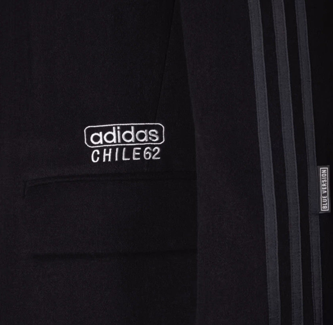 adidas Originals Chile 62 Wool Coat Size M Black Double Breasted Blue Version ⚫️