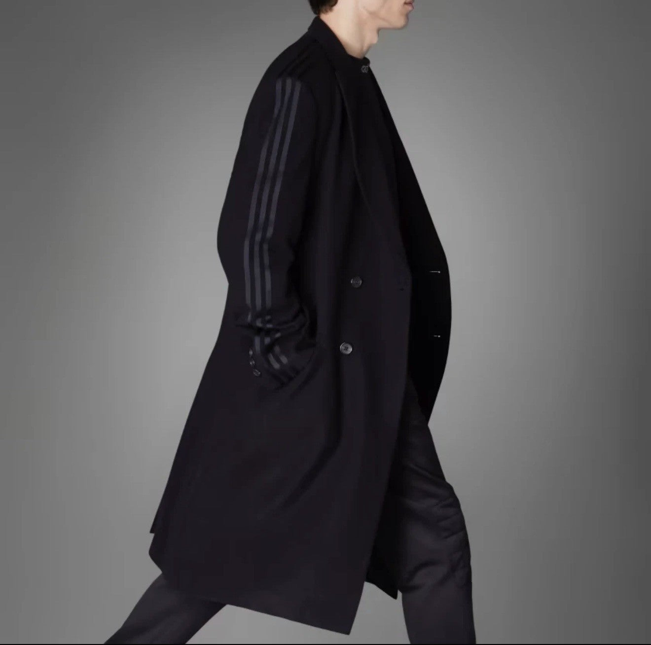 adidas Originals Chile 62 Wool Coat Size S Black Double Breasted Blue Version ⚫️