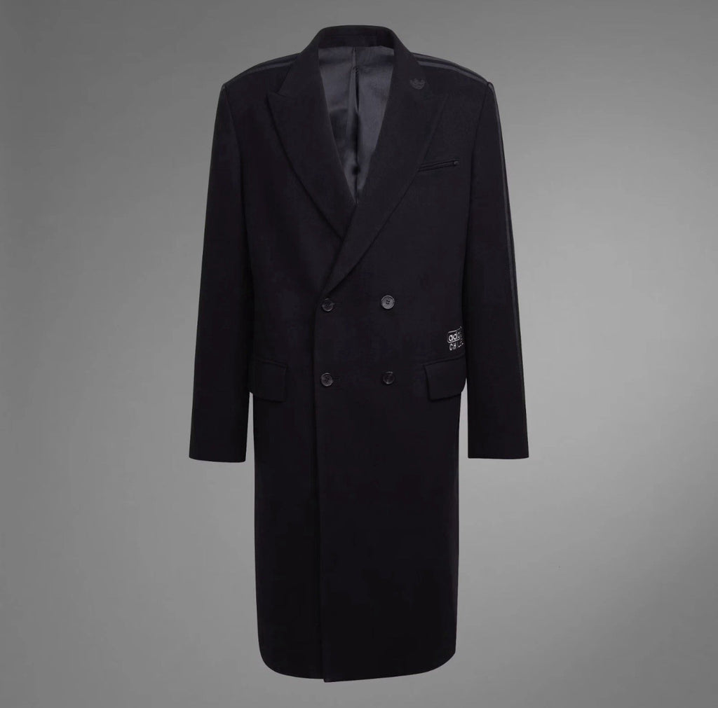 adidas Originals Chile 62 Wool Coat Size S Black Double Breasted Blue Version ⚫️