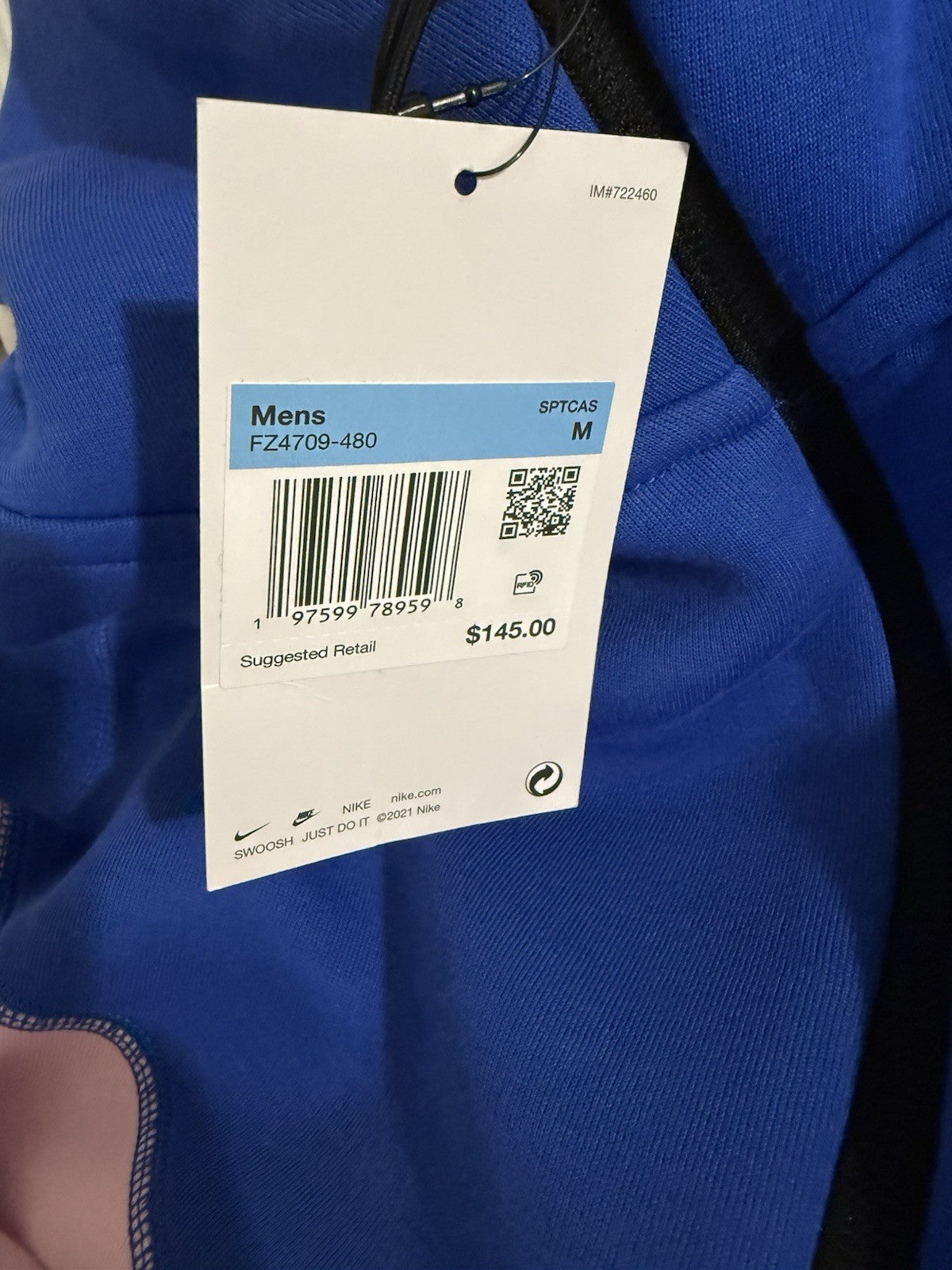 Nike Tech Fleece Windrunner Hoodie Size Medium Pink Foam Game Royal FZ4709-480