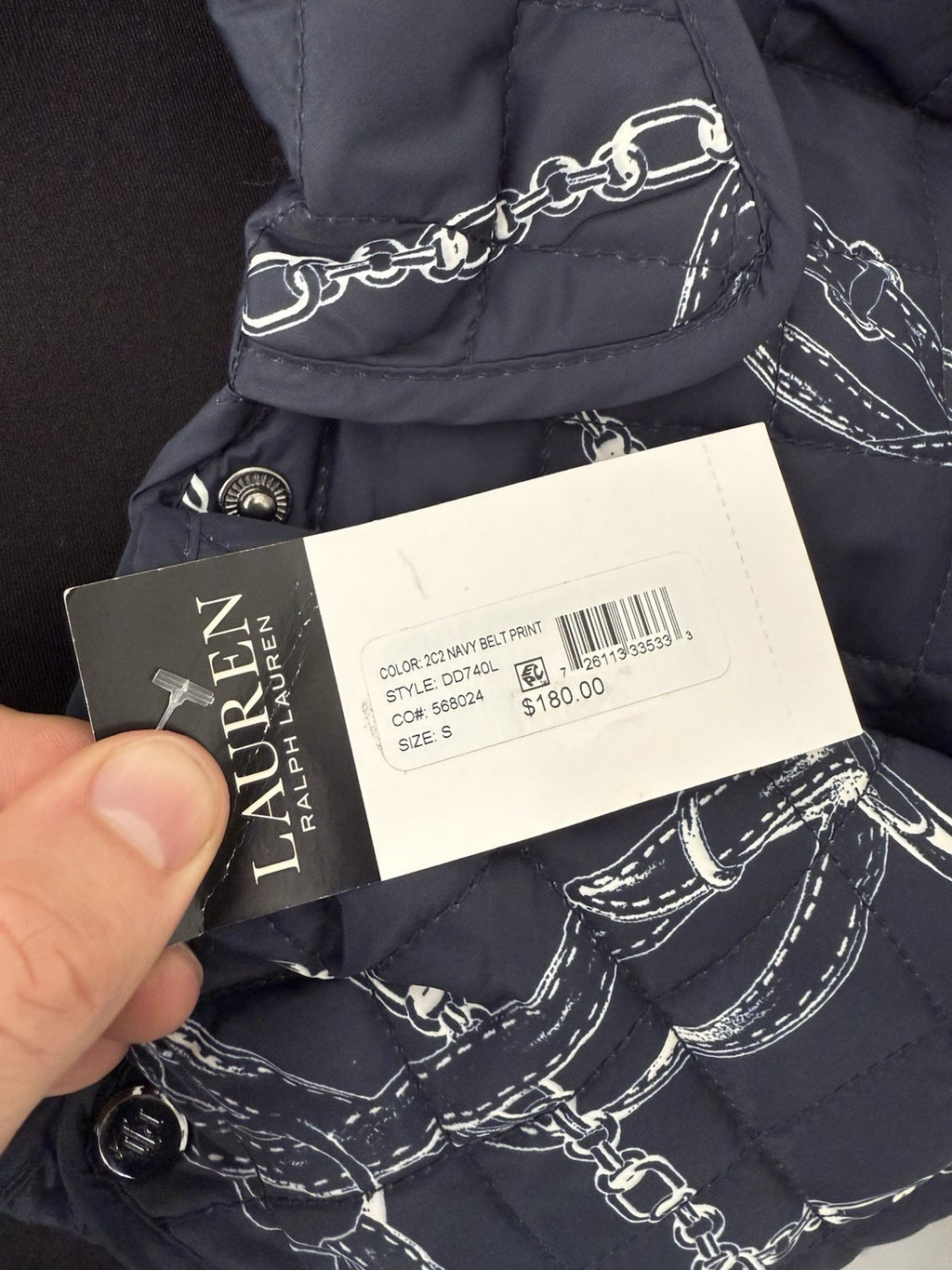 New Riding Horse Ralph Lauren Navy Quilted Jacket Coat Womens Small 🐴 $180