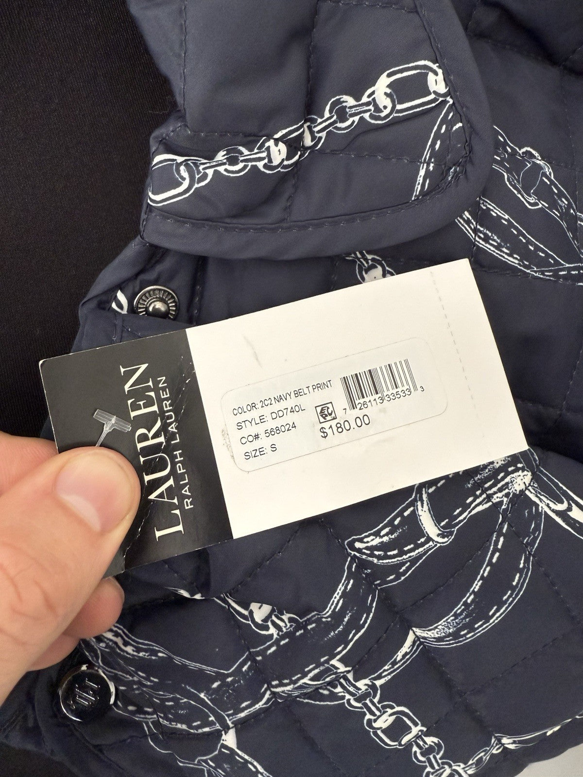 New Riding Horse Ralph Lauren Navy Quilted Jacket Coat Womens Small 🐴 $180