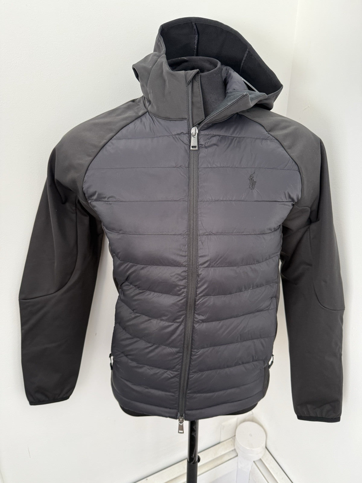 Polo Ralph Lauren Hybrid Puffer Jacket Mens Black S Water Repellent Full Zip$368